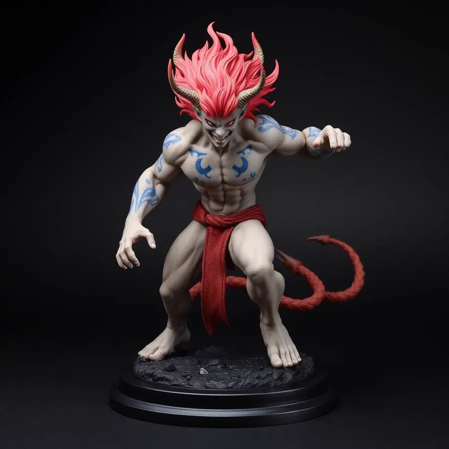 Akaza hand-painted 3D printed anime collectible figurine